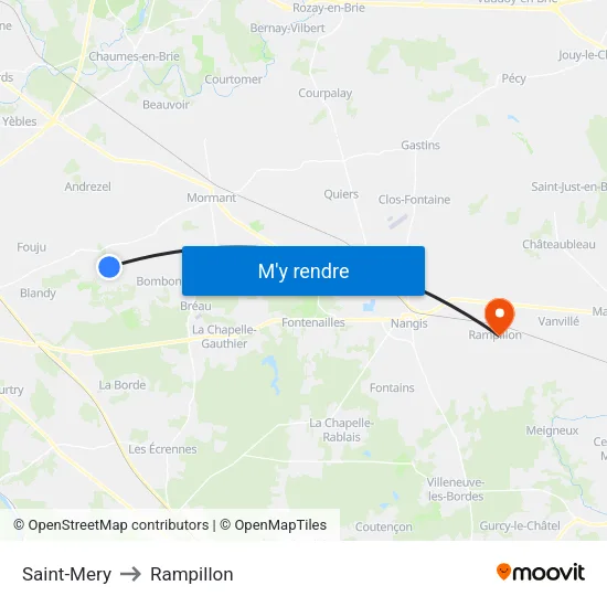 Saint-Mery to Rampillon map