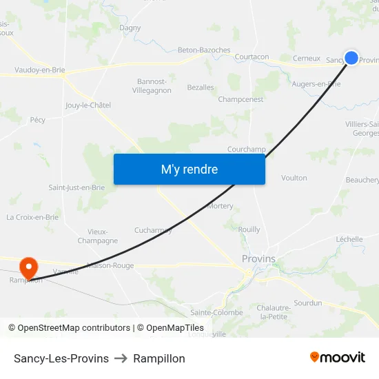 Sancy-Les-Provins to Rampillon map