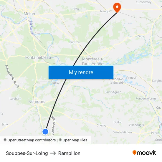 Souppes-Sur-Loing to Rampillon map