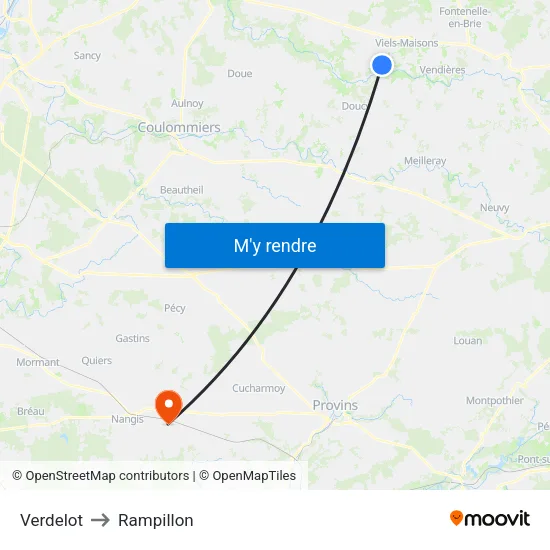 Verdelot to Rampillon map