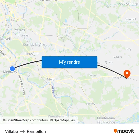 Villabe to Rampillon map