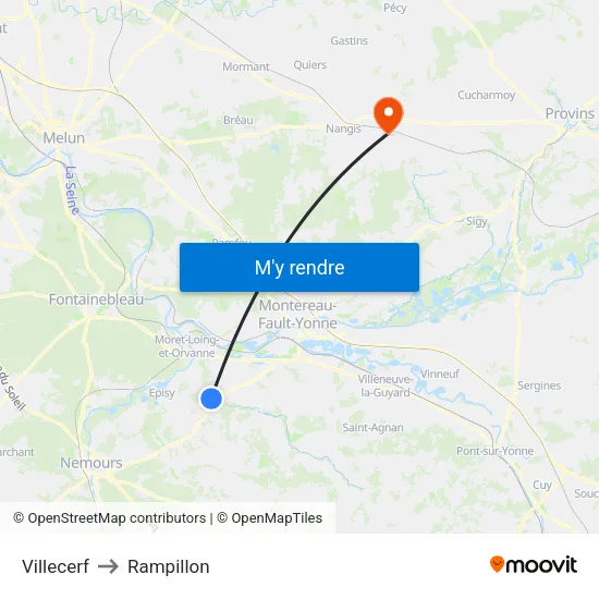 Villecerf to Rampillon map