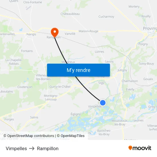Vimpelles to Rampillon map