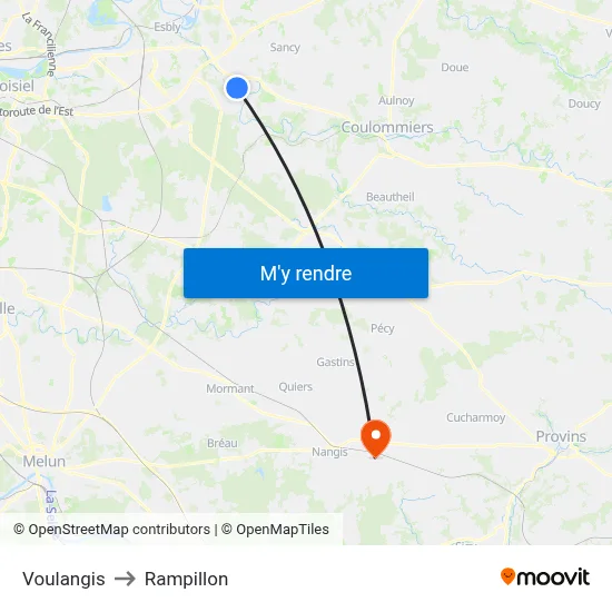 Voulangis to Rampillon map