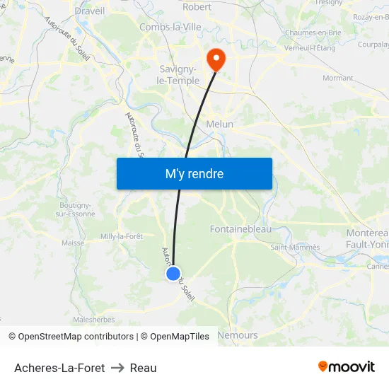 Acheres-La-Foret to Reau map