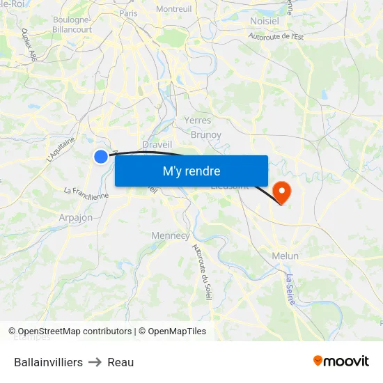 Ballainvilliers to Reau map