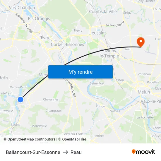 Ballancourt-Sur-Essonne to Reau map