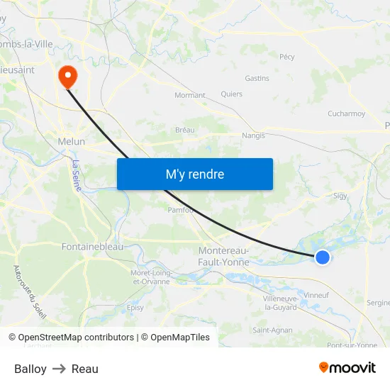 Balloy to Reau map