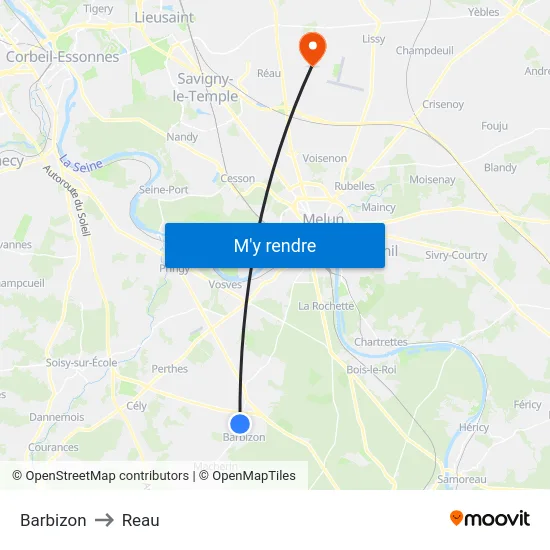 Barbizon to Reau map