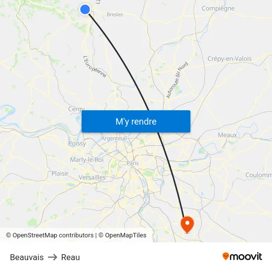 Beauvais to Reau map