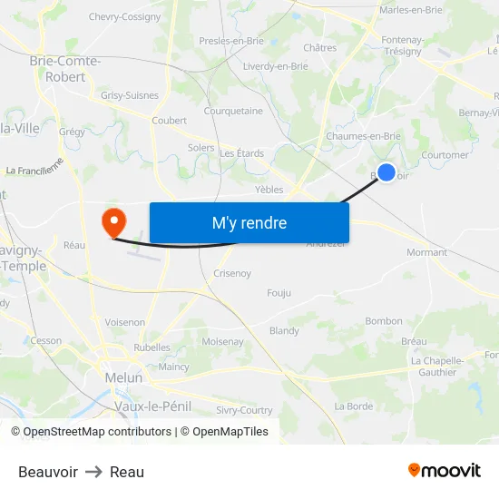 Beauvoir to Reau map