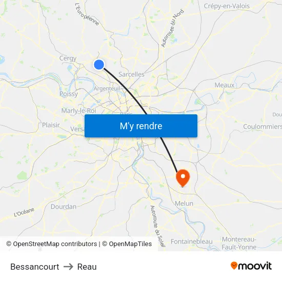 Bessancourt to Reau map