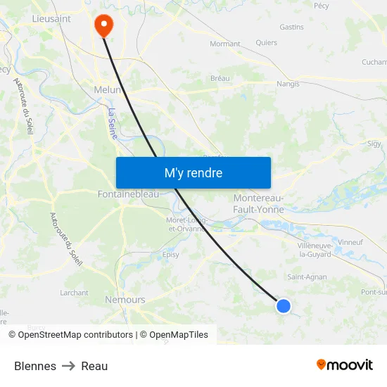 Blennes to Reau map