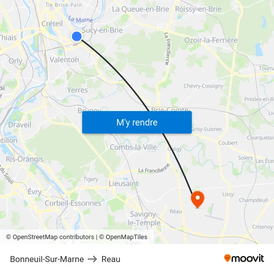 Bonneuil-Sur-Marne to Reau map