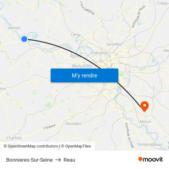 Bonnieres-Sur-Seine to Reau map