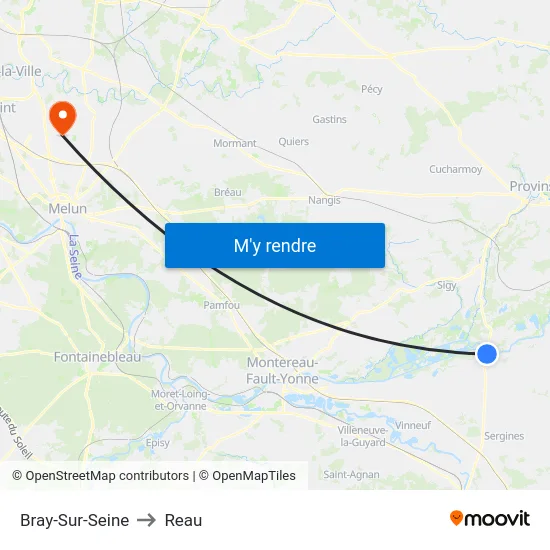 Bray-Sur-Seine to Reau map