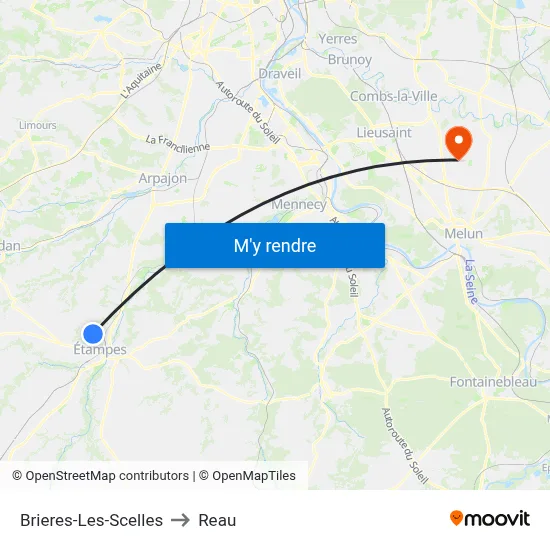 Brieres-Les-Scelles to Reau map