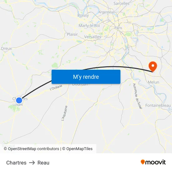Chartres to Reau map