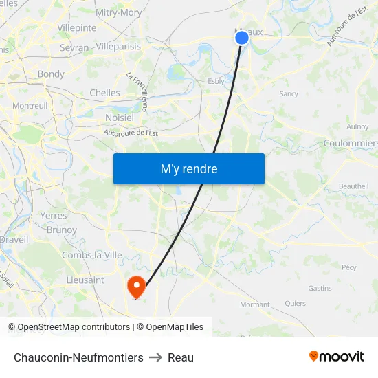 Chauconin-Neufmontiers to Reau map
