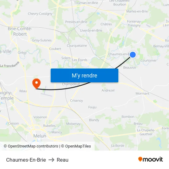 Chaumes-En-Brie to Reau map