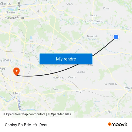 Choisy-En-Brie to Reau map