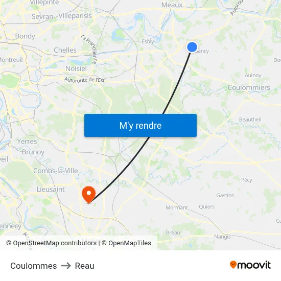 Coulommes to Reau map
