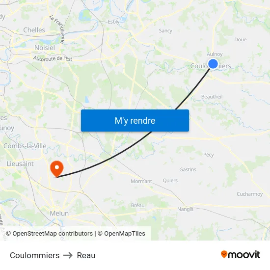 Coulommiers to Reau map
