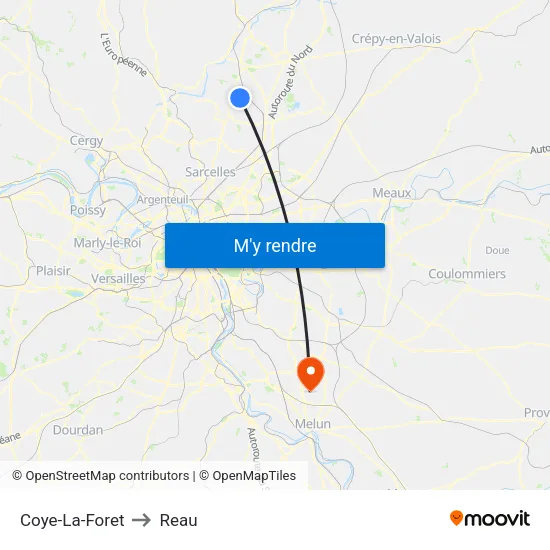 Coye-La-Foret to Reau map