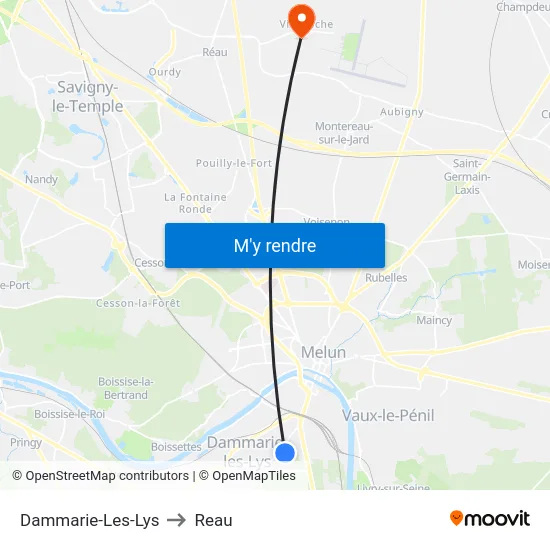 Dammarie-Les-Lys to Reau map