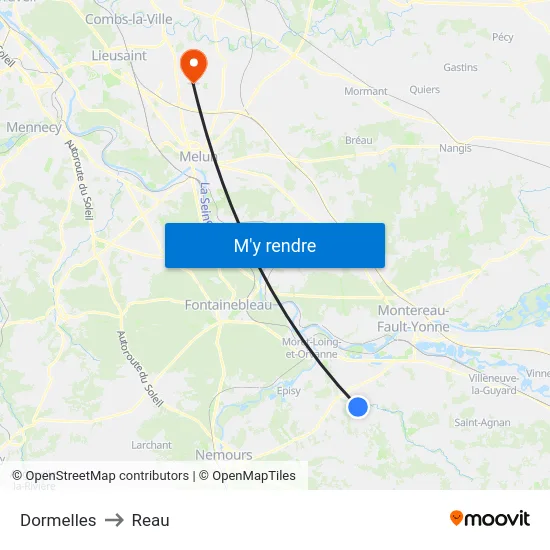 Dormelles to Reau map