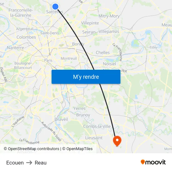 Ecouen to Reau map