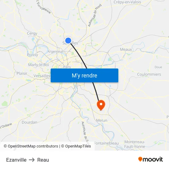 Ezanville to Reau map