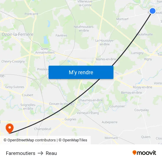 Faremoutiers to Reau map