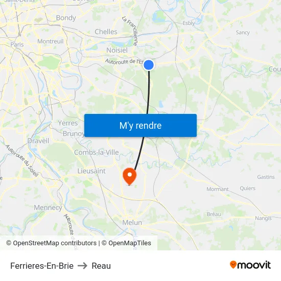 Ferrieres-En-Brie to Reau map