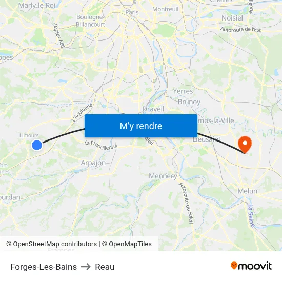 Forges-Les-Bains to Reau map