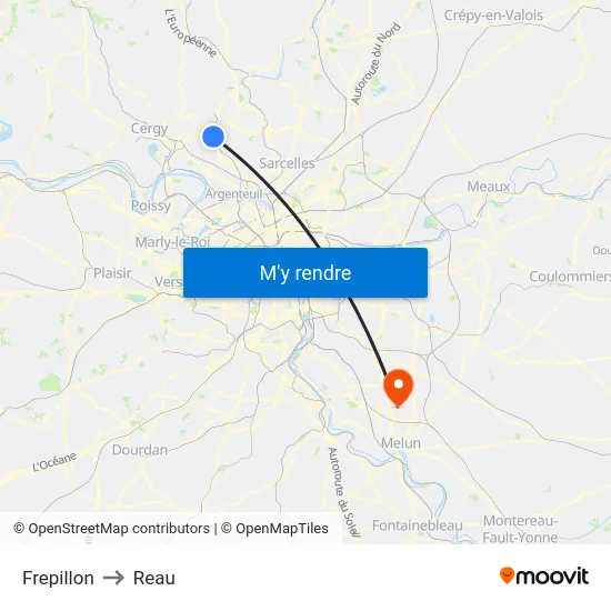 Frepillon to Reau map