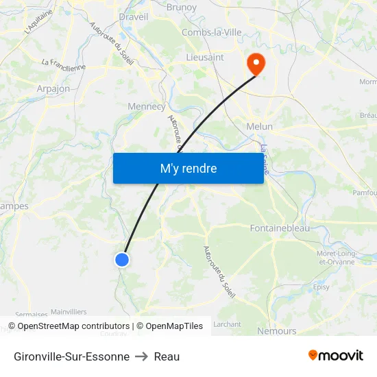 Gironville-Sur-Essonne to Reau map
