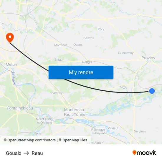 Gouaix to Reau map