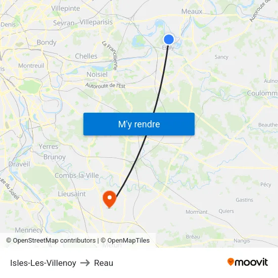 Isles-Les-Villenoy to Reau map
