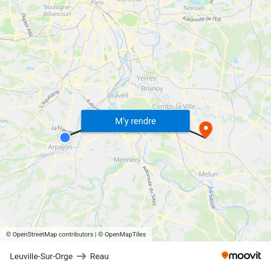 Leuville-Sur-Orge to Reau map