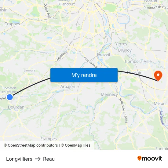 Longvilliers to Reau map