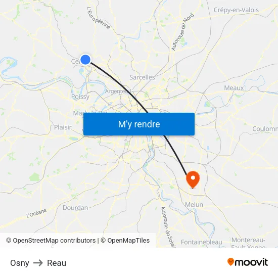 Osny to Reau map