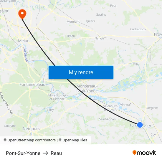Pont-Sur-Yonne to Reau map
