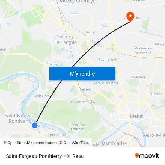 Saint-Fargeau-Ponthierry to Reau map