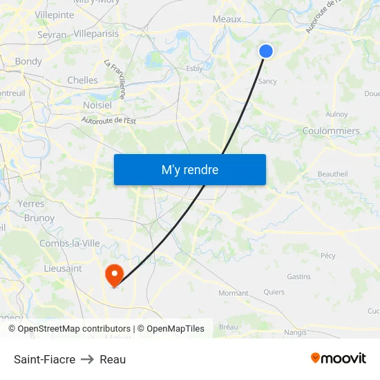 Saint-Fiacre to Reau map