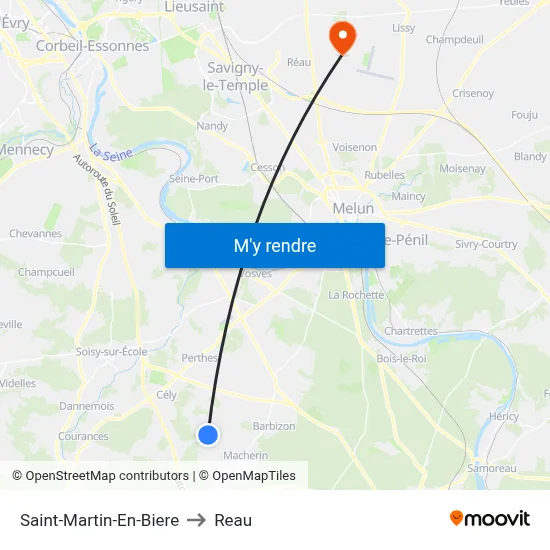 Saint-Martin-En-Biere to Reau map