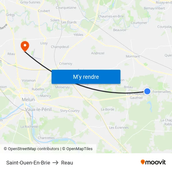 Saint-Ouen-En-Brie to Reau map