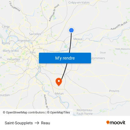 Saint-Soupplets to Reau map