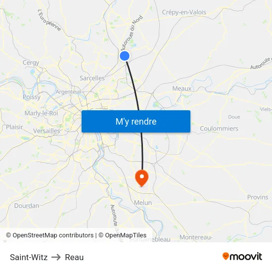 Saint-Witz to Reau map