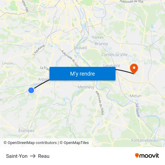 Saint-Yon to Reau map